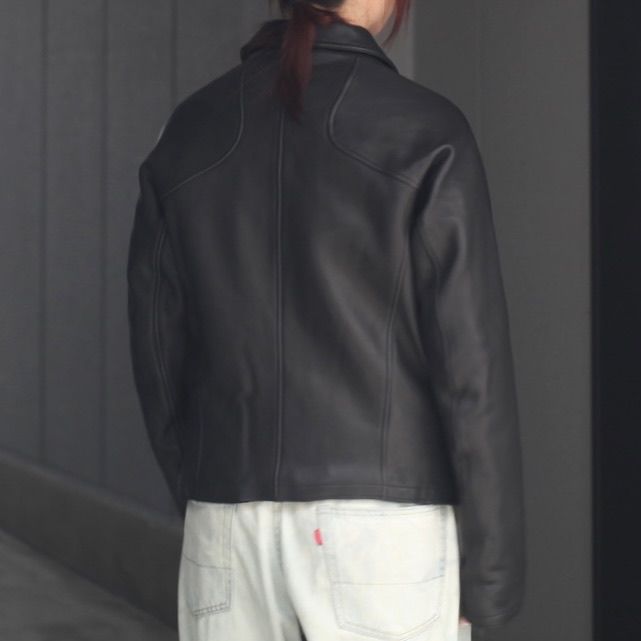 【残り一点】Leather Paneled Zip Up Jacket