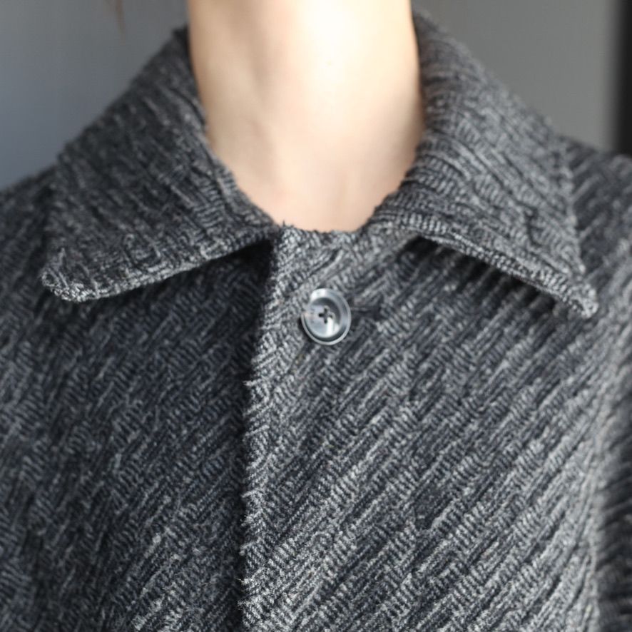 【残り一点】Herringbone Bonding Tweed Big Balmacaan Coat