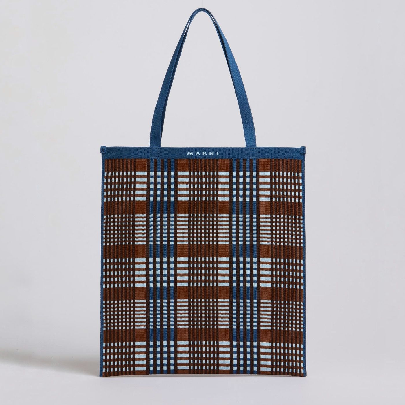 MARNI - 【残り一点】Check Jacquard Knit Flat Tote Bag | ACRMTSM