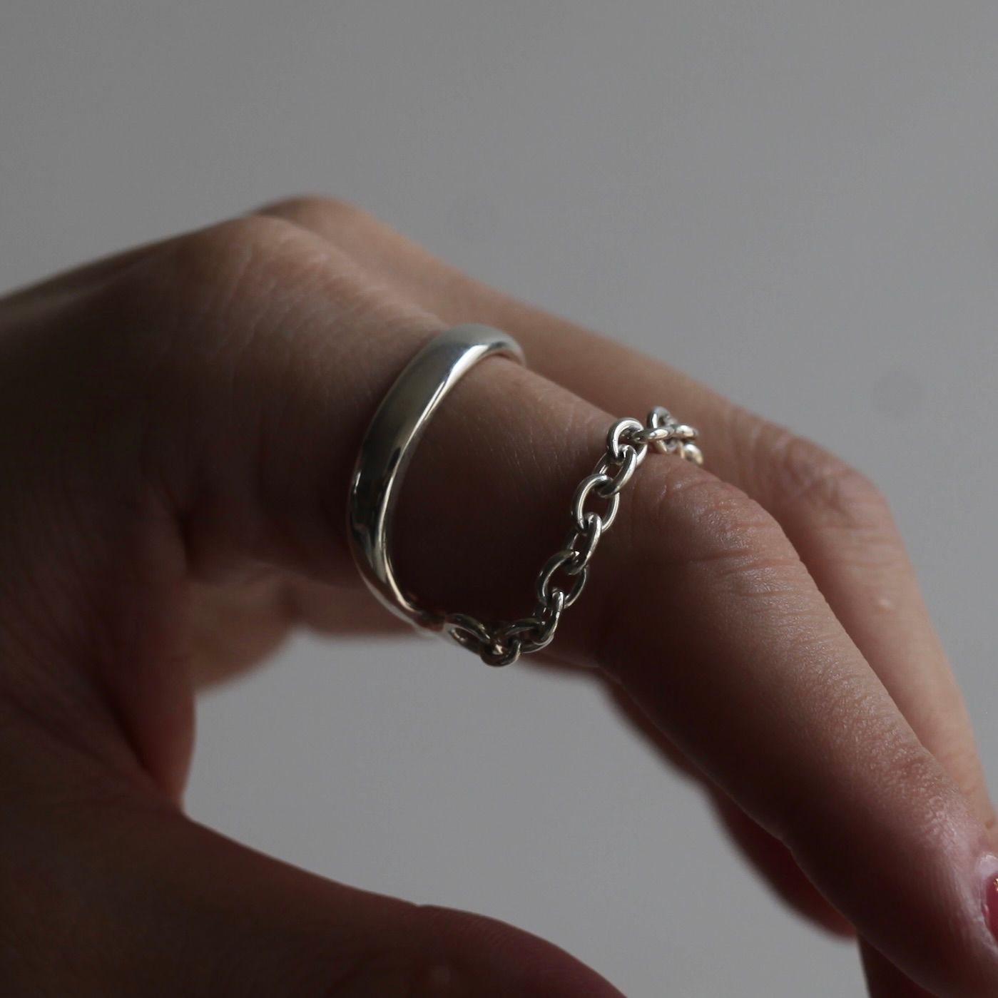 【残り一点】Oval Chain Double Ring
