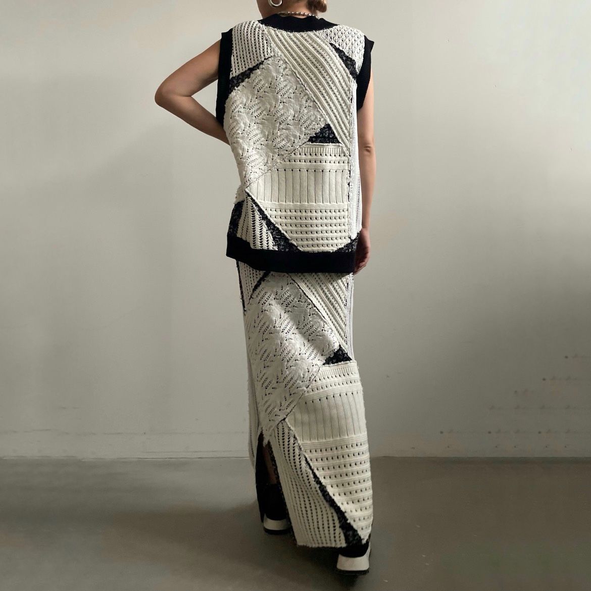 【残り一点】Patchwork I Line Knit Skirt