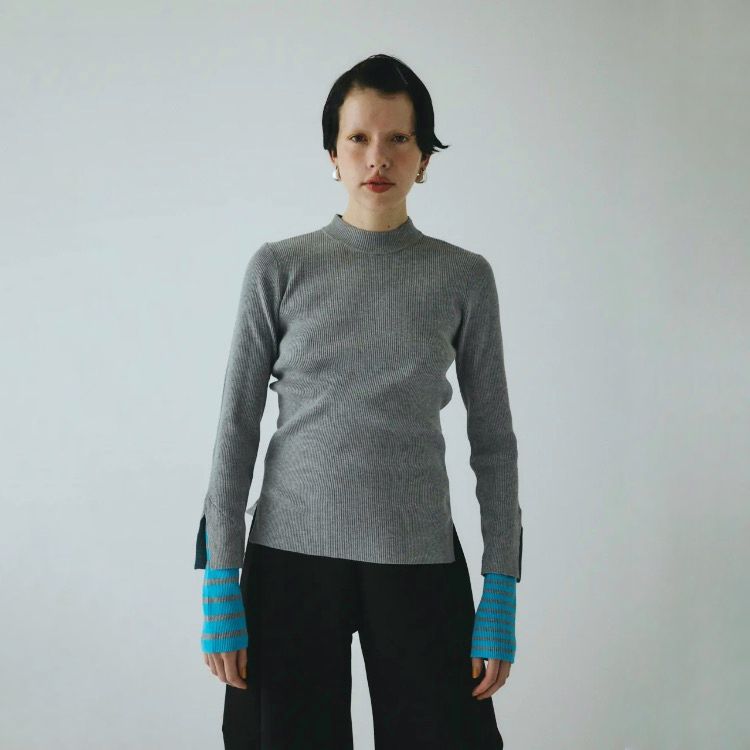【残り一点】Border Double Cuff Knit Top