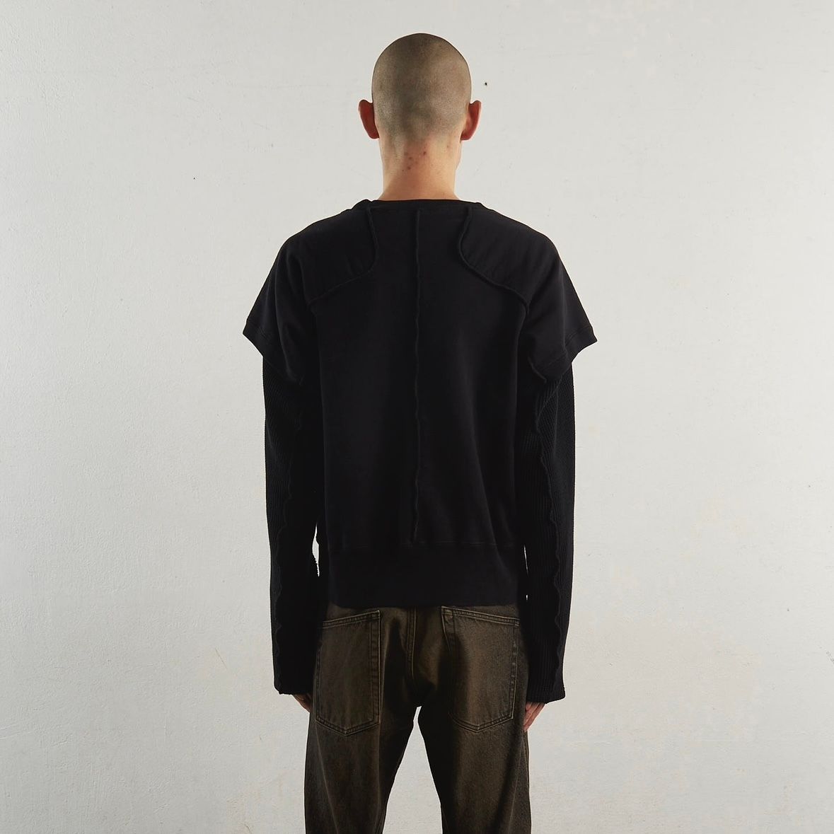 NVRFRGT - 【残りわずか】Panelled Double Layer Crew Neck Sweatshirt ...