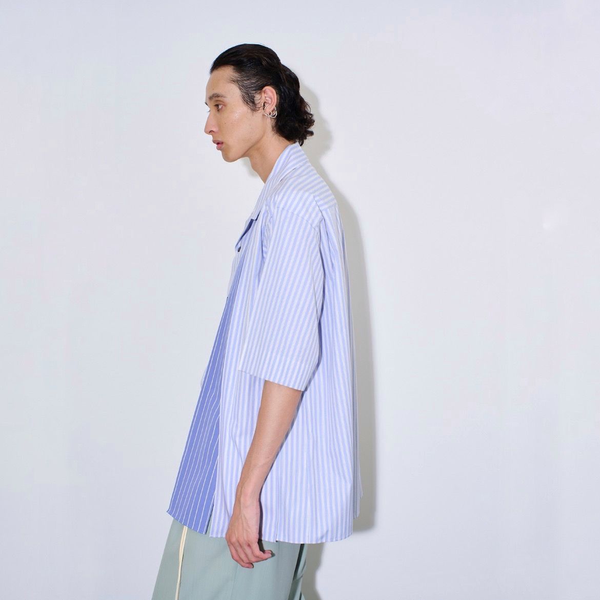 UJOH - 【残り一点】Panel Slit Open Collar Half Sleeve Shirt