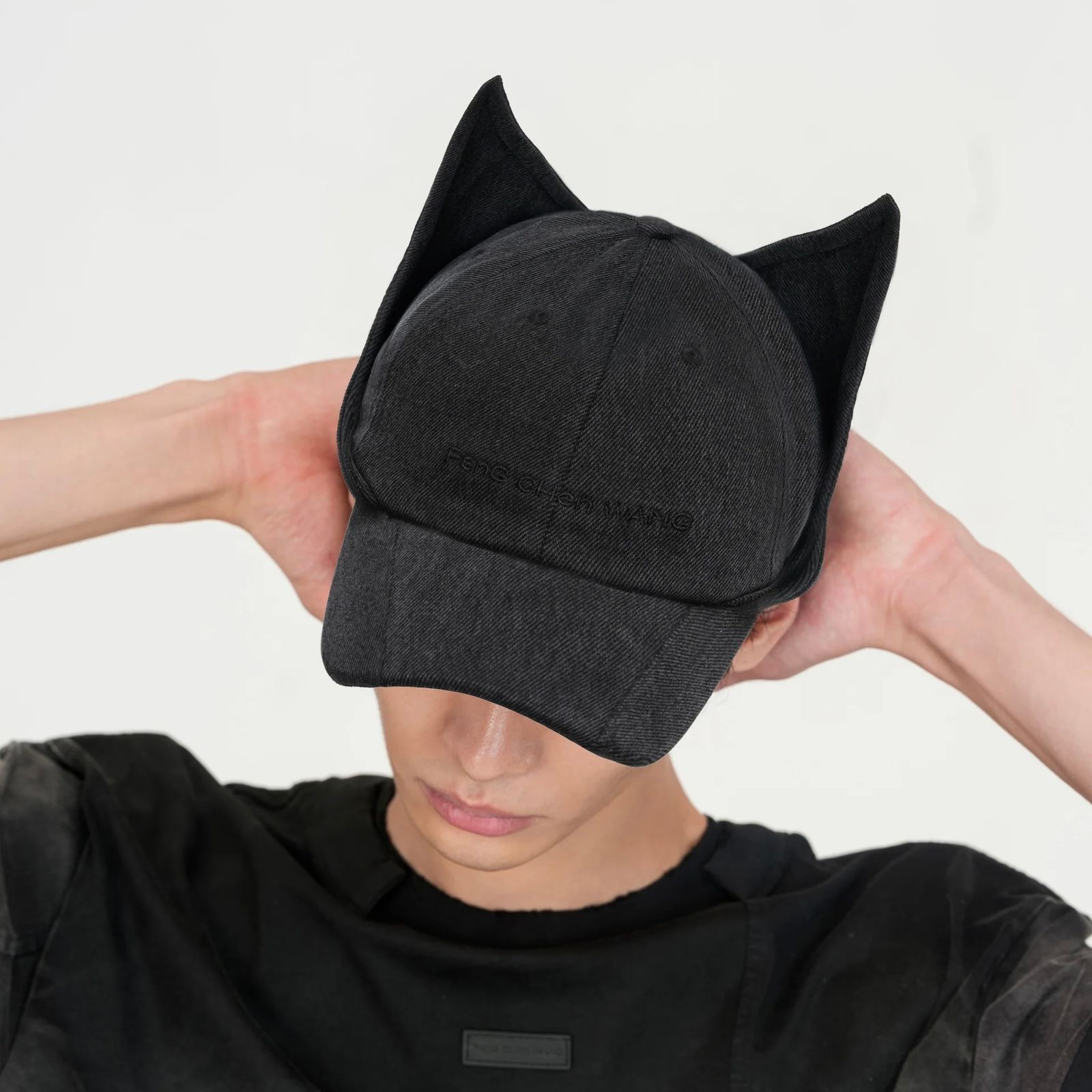 【残り一点】Black Washed Denim Cat Earflap Baseball Cap