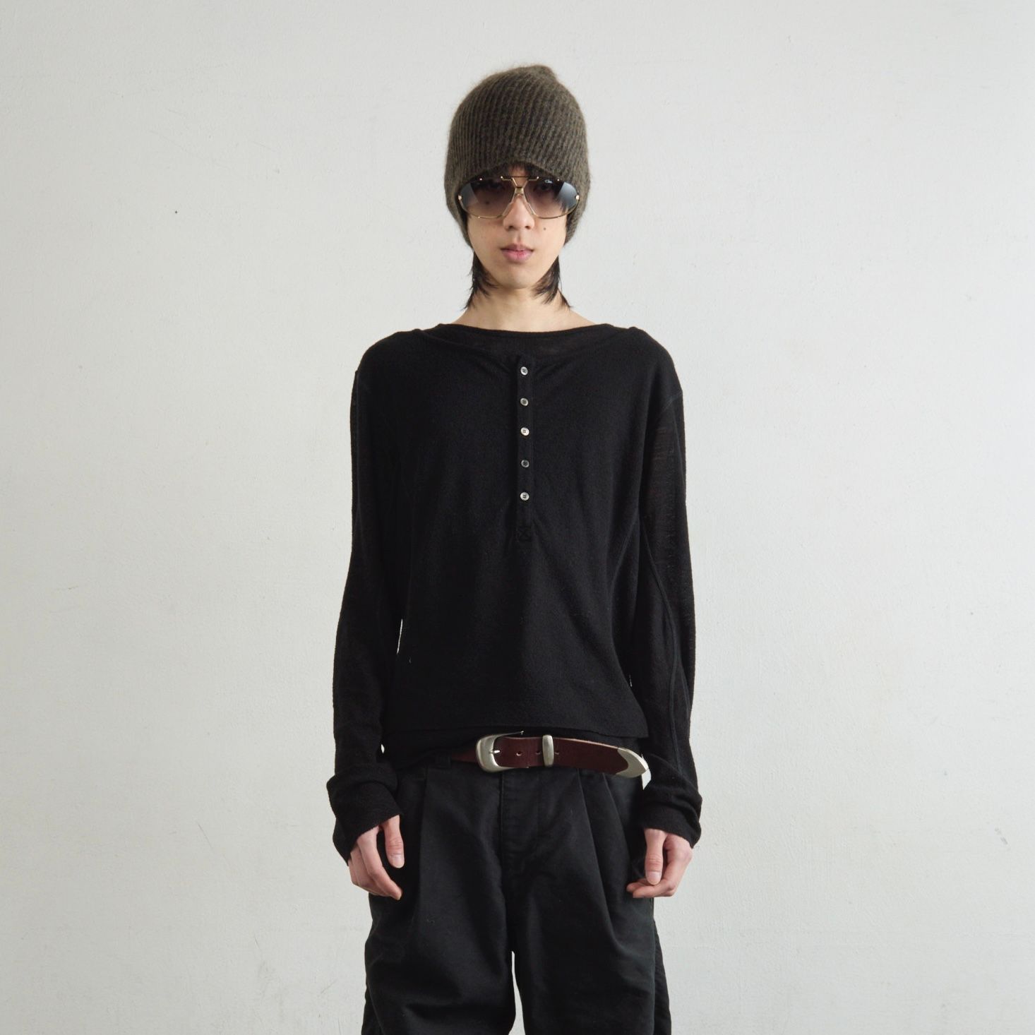 NVRFRGT - 【残り一点】Double Layered Long Sleeve Henley T