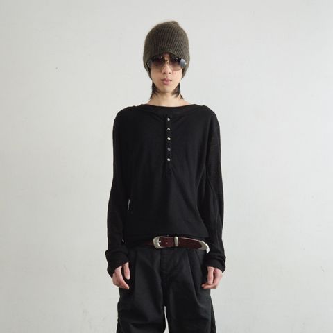 【残り一点】Double Layered Long Sleeve Henley T Shirt
