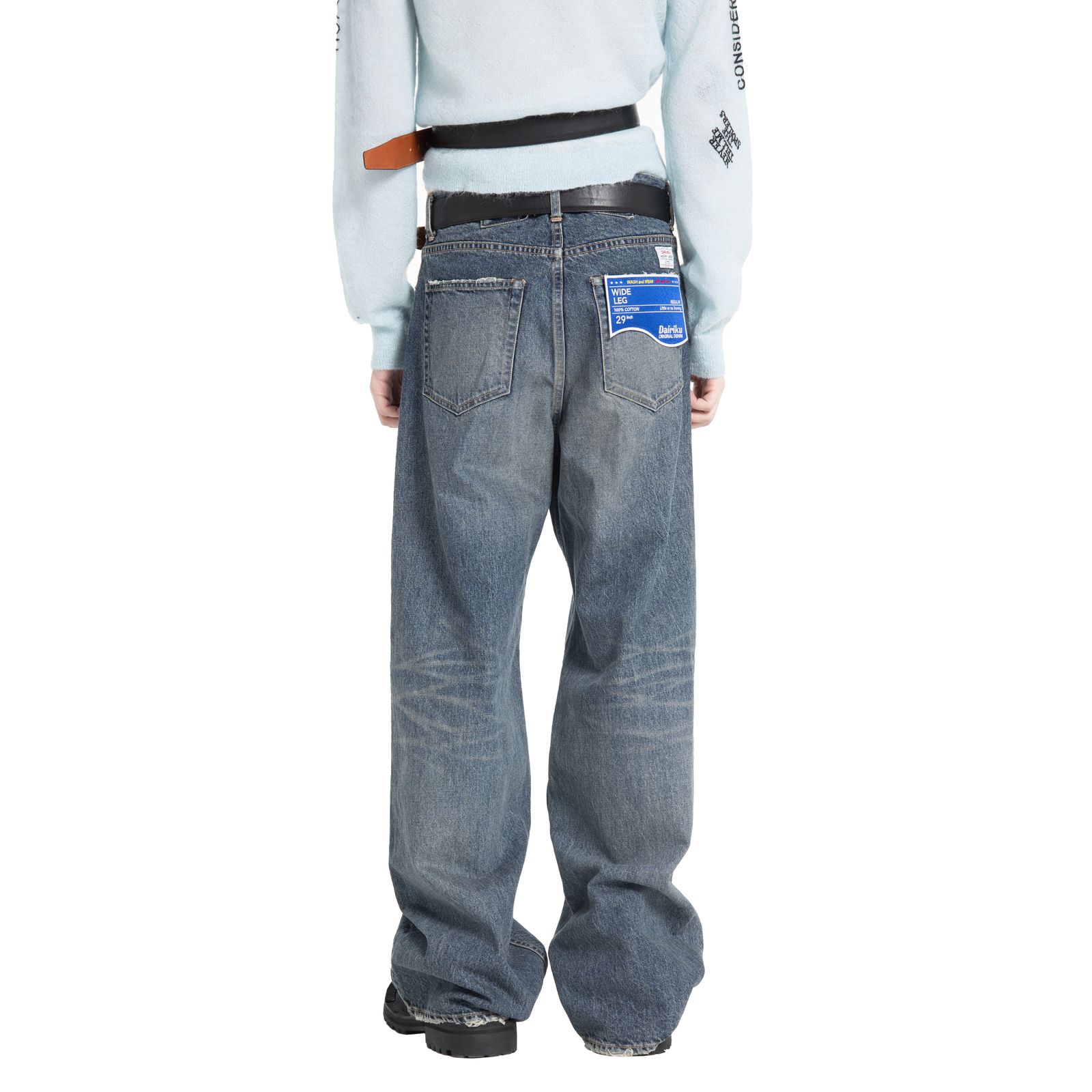 【残り一点】"TATTOO" Laser Printed Wide Denim Pants