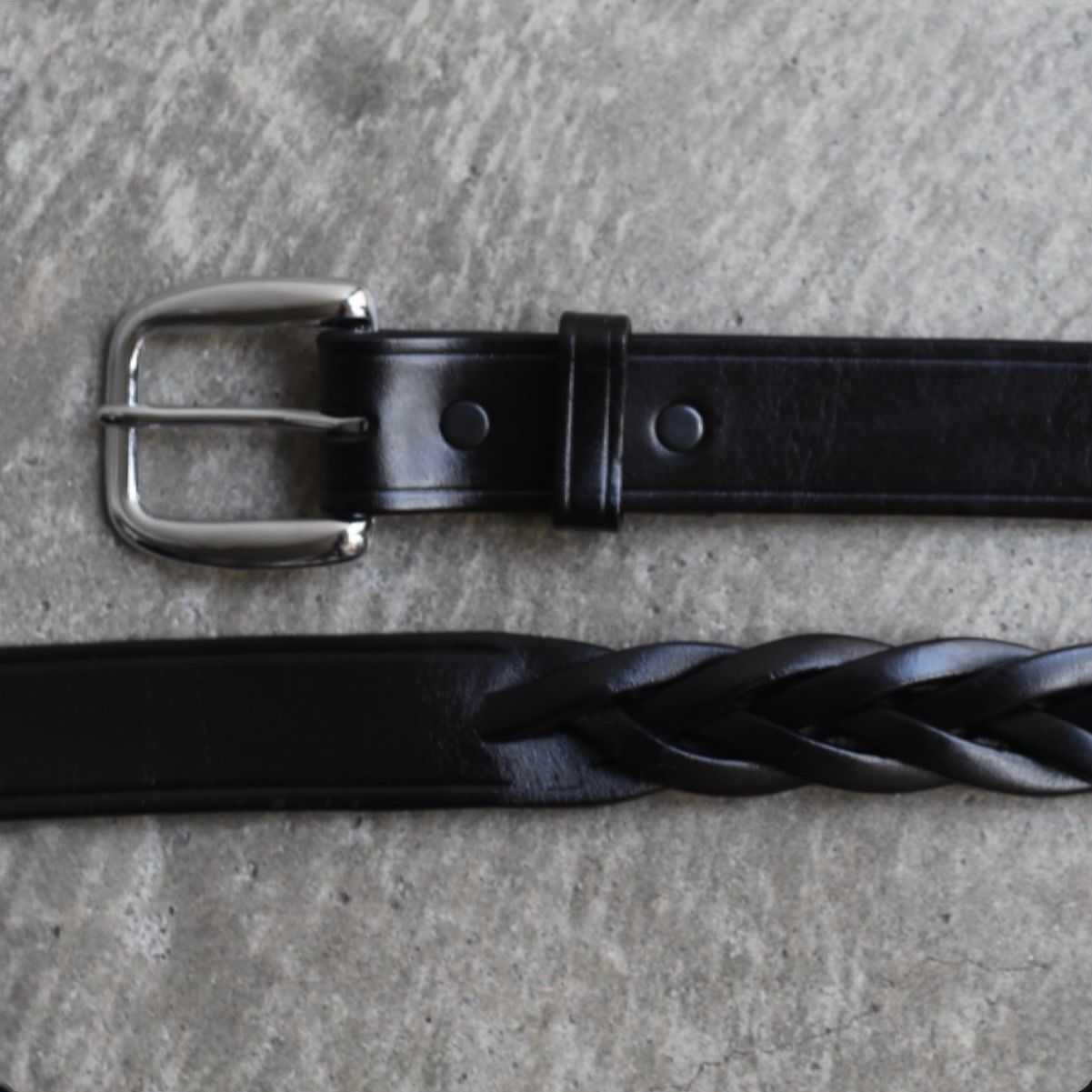 【残り一点】1/4 Long Tip Braided Belt(BLACK×NICKEL)