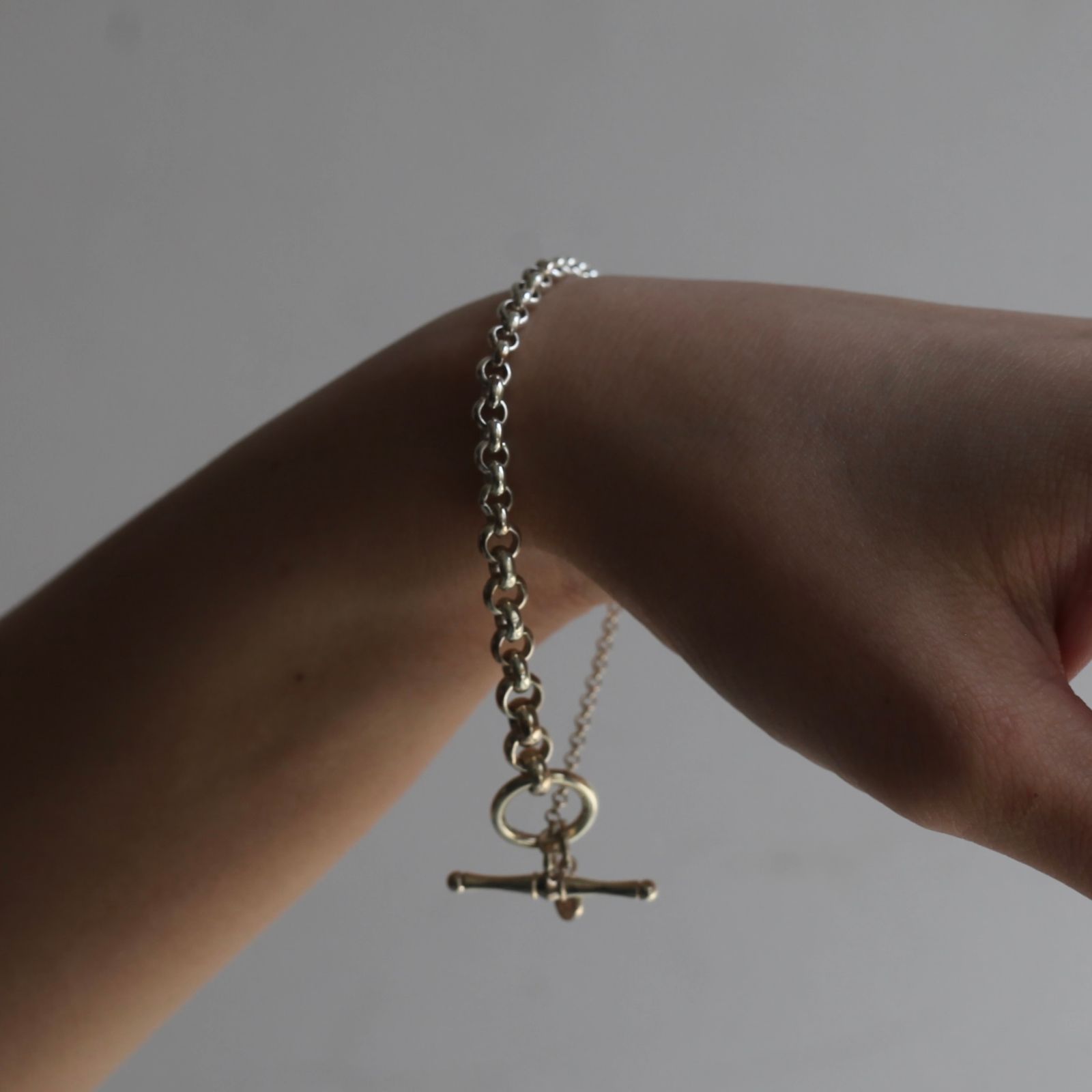 【残り一点】Gradient Rolo Chain Bracelet T-BAR