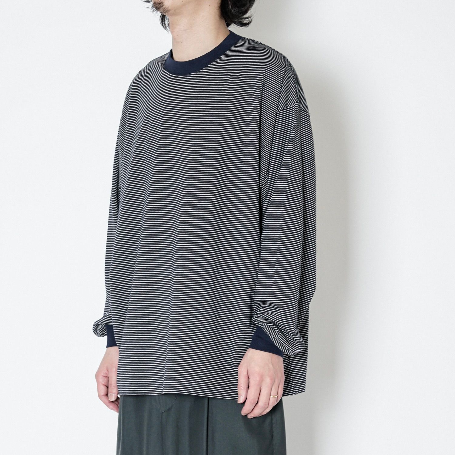 【残り一点】Mercerization Border Wide L/S Tee