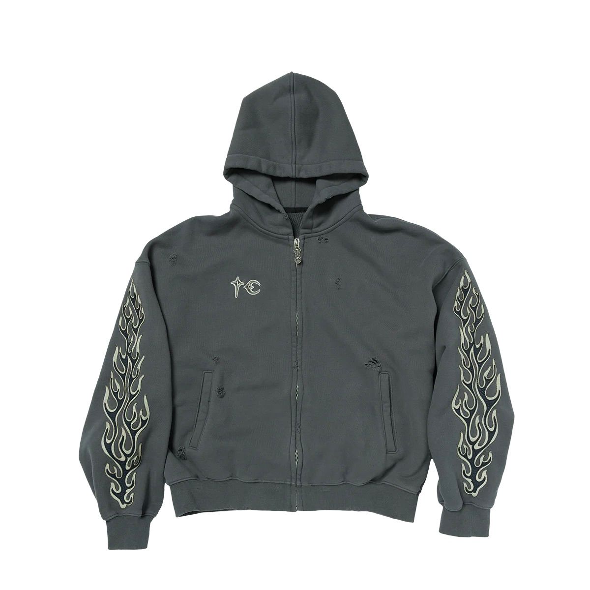 【残り一点】Leather Flame Hooded Zip Up