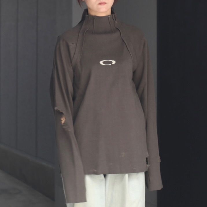 【残り一点】High Neck Cotton Logo Knit with Damaged(HIGH GAUGE RIB KNIT)