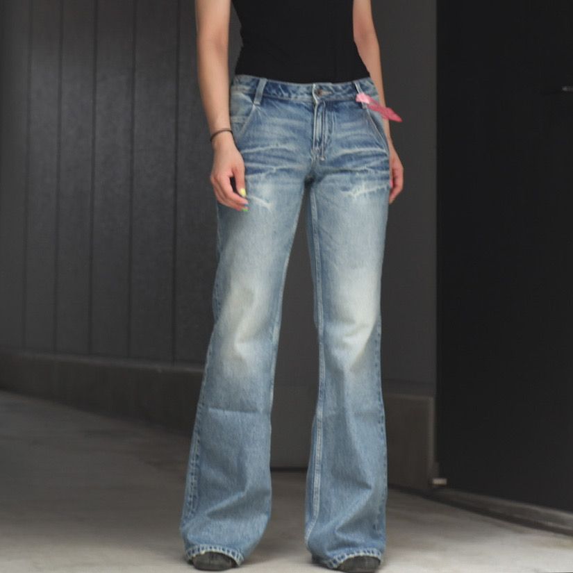 Fax Copy Express * - 【残りわずか】Indigo Washed Low Rise Slim Fit Flared Jeans |  ACRMTSM ONLINE STORE