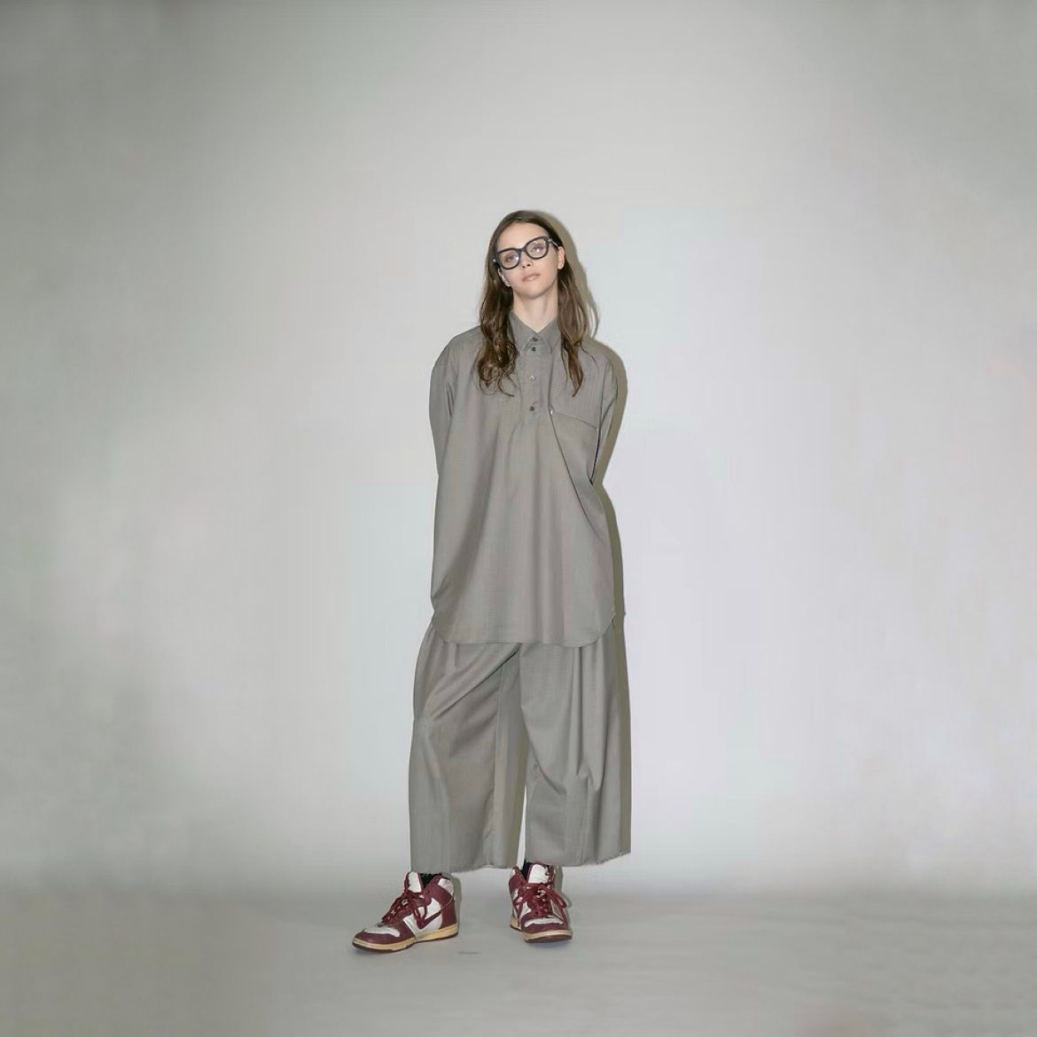 【残り一点】ウォッシャブルツイルプルオーバーシャツ