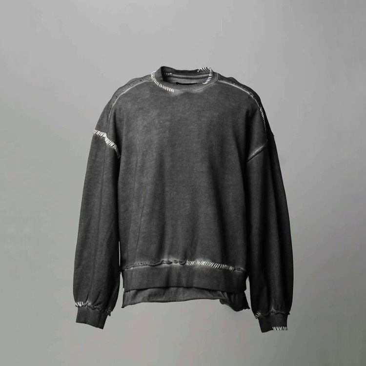 【残り一点】Heavy-Weight Sweat Embroidery Damage Over-Dye Crew Neck Pullover