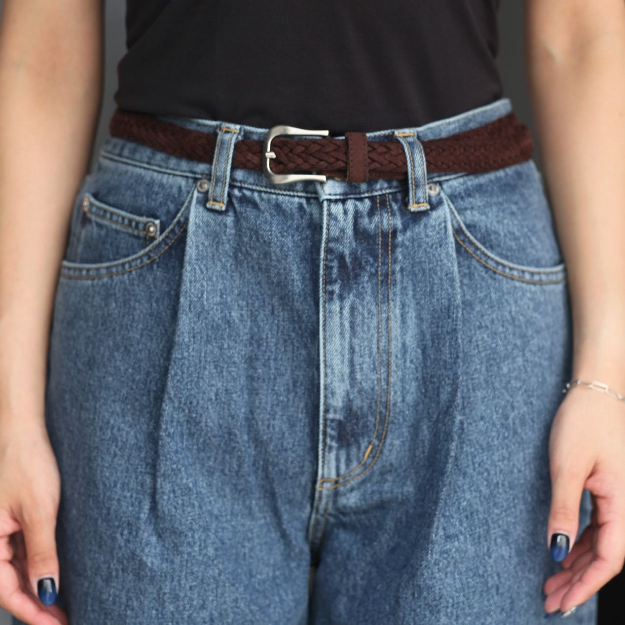【残り一点】Washed Denim Tucked Wide Jeans
