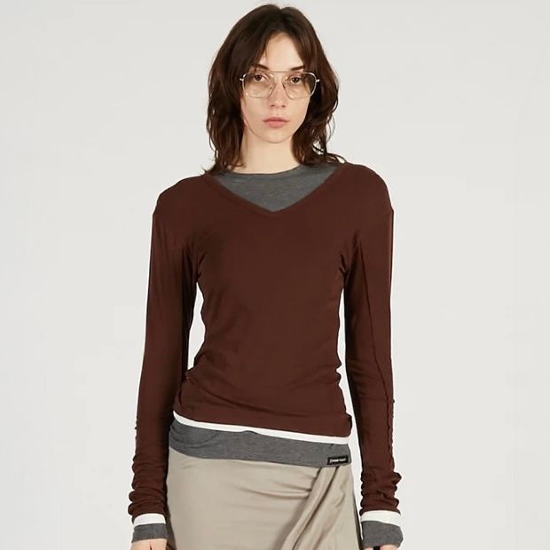 【残り一点】ダブルネックレイヤードトップ