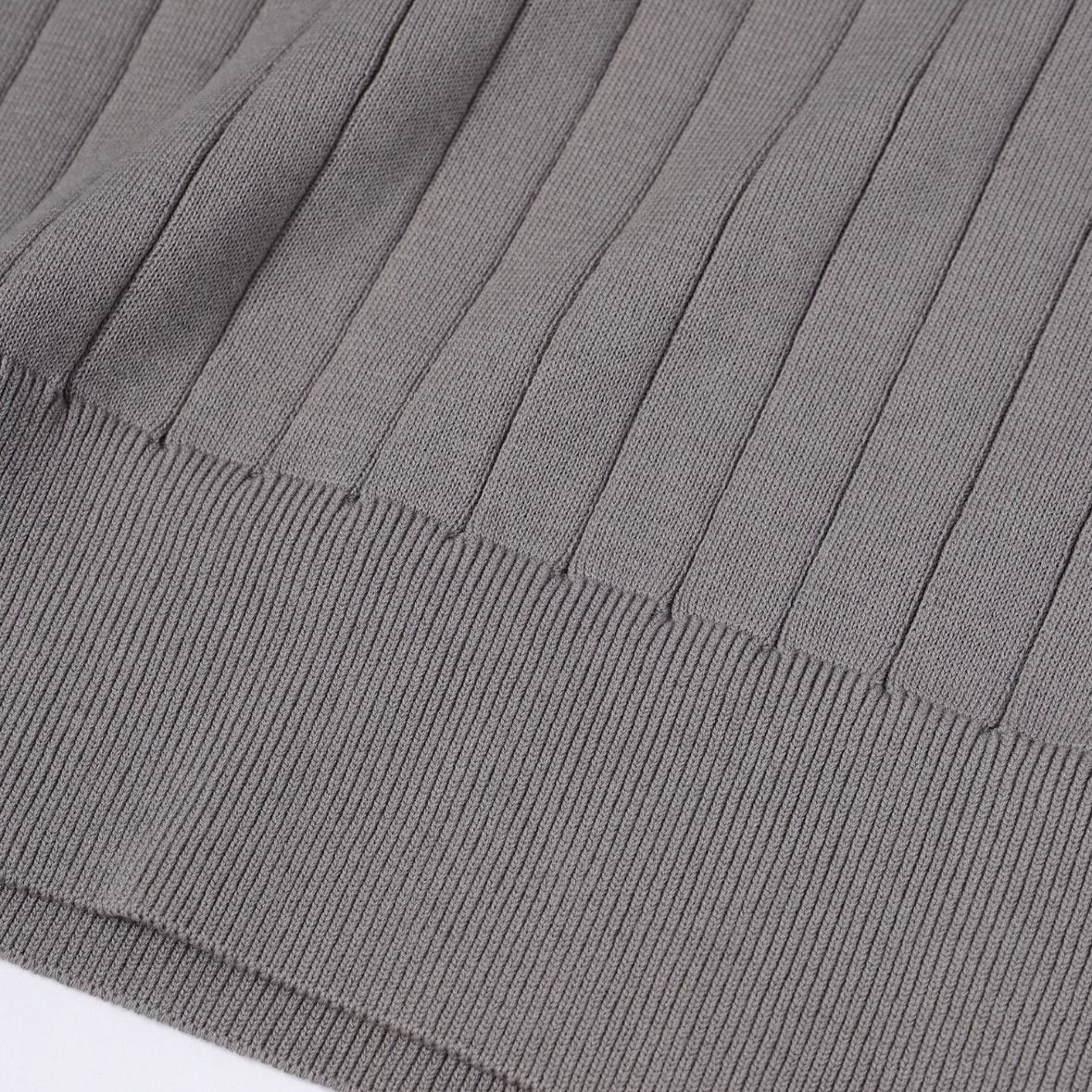 【残り一点】Wide Rib Skipper Collar Short Sleeve Knit