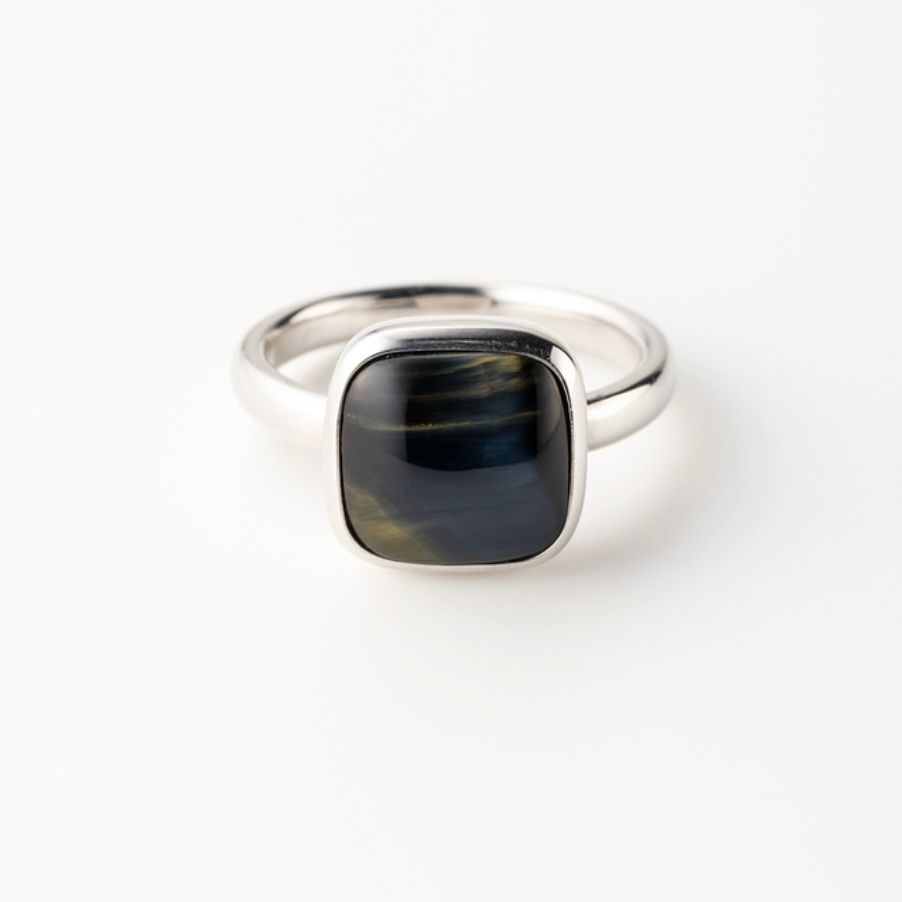 【お取り寄せ注文可能】Square Cabochon Pietersite Stone Ring