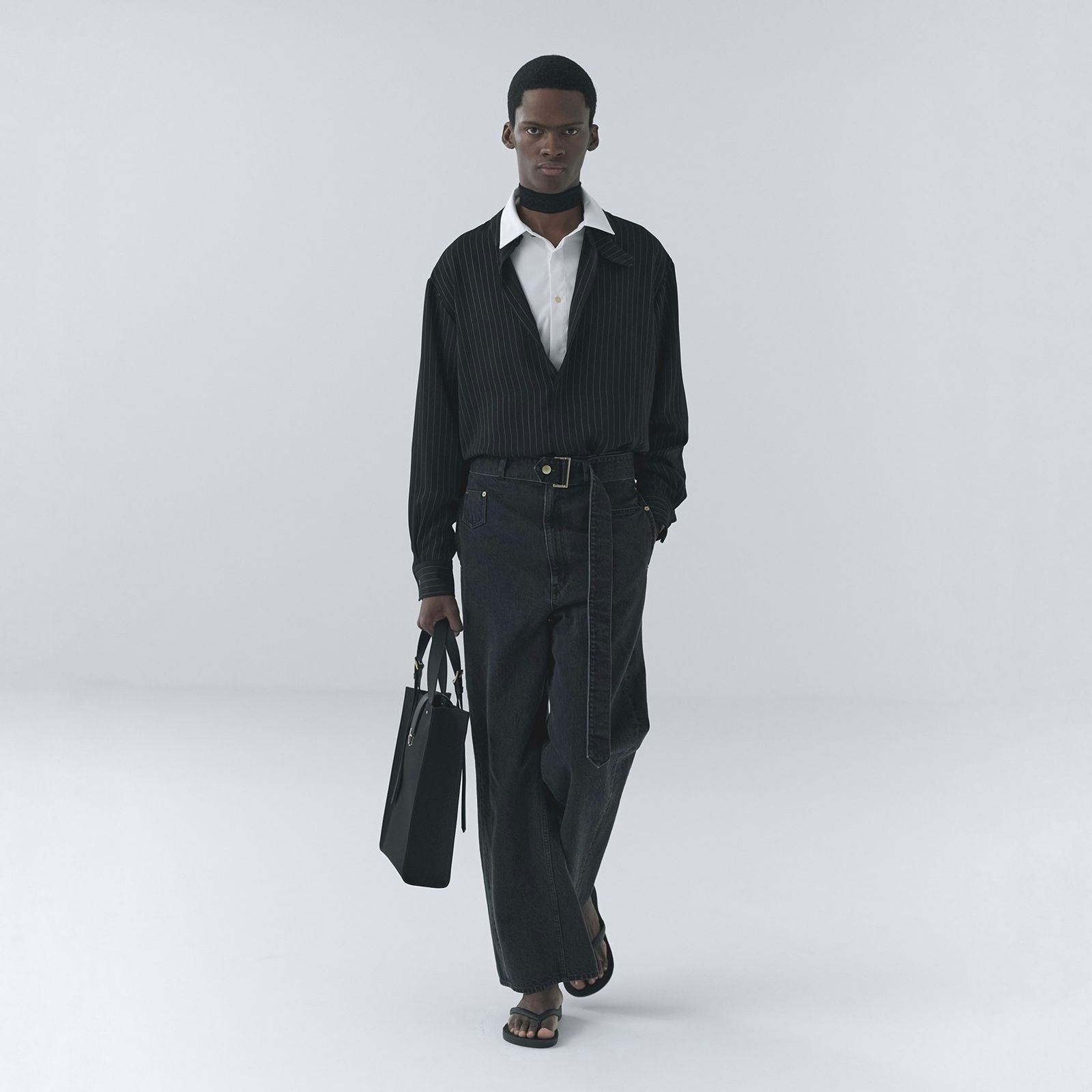 【残り一点】Leather Flap Adjustable Belt Canvas Tote