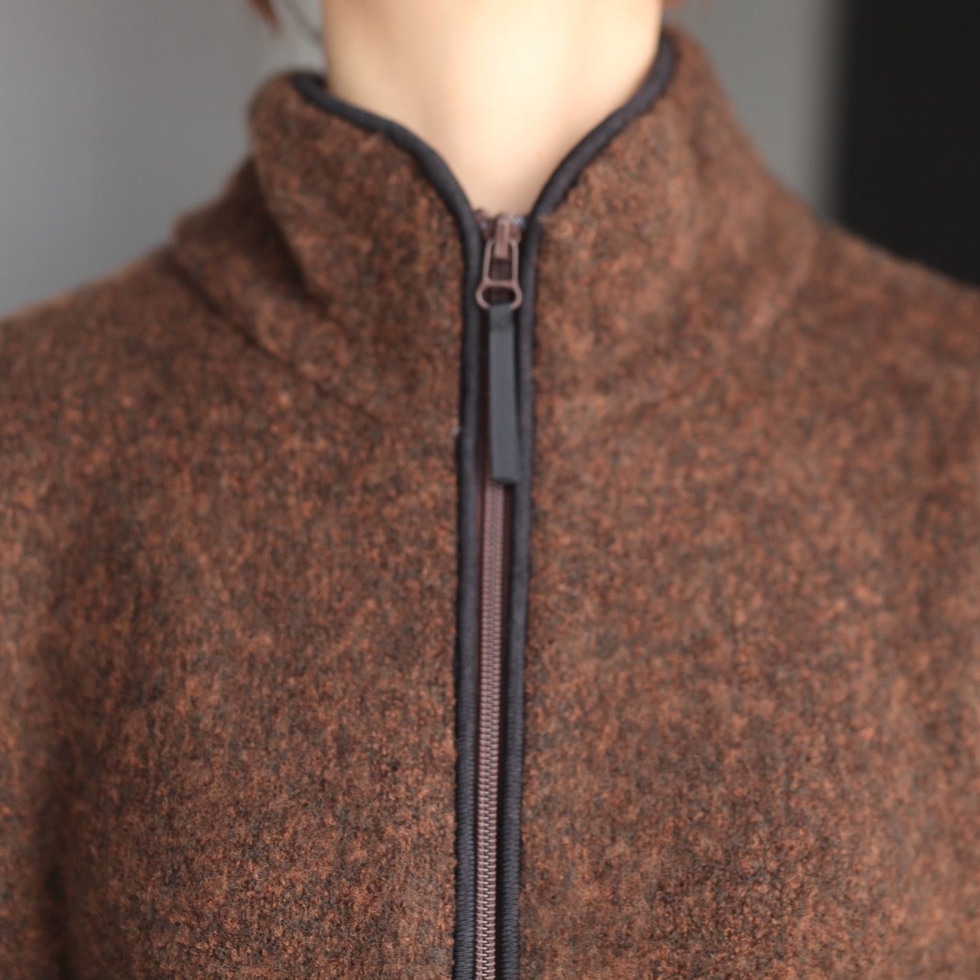 【残り一点】Boucle Knit Zip Jacket