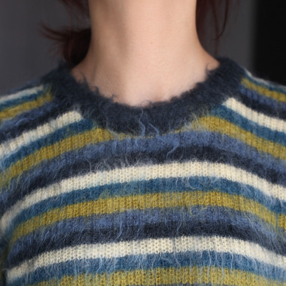 YOKE 新作MOHAIR BORDER CREWNECK SWEATER style.2023.8.27