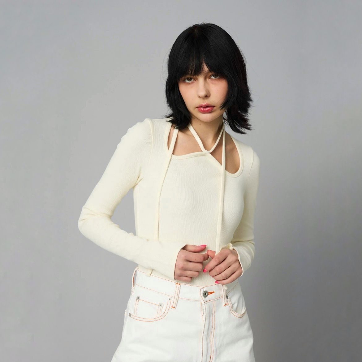 【試着のみ】HeRIN.CYE Wave neck tops HeRIN.CYE - 【再販売通知受付可能】Wave Neck Tops | ACRMTSM