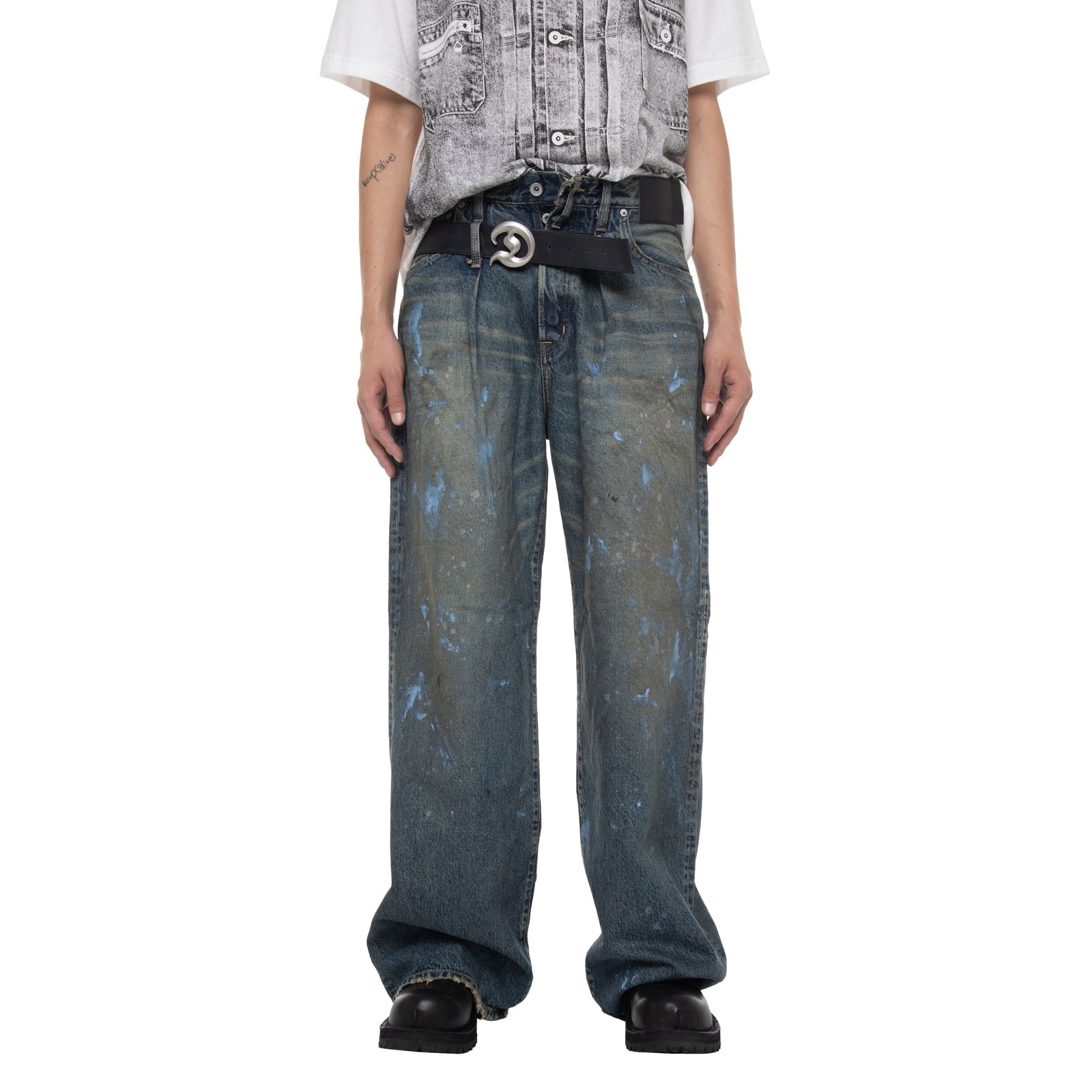 【残り一点】"Paint" Wide Denim Pants