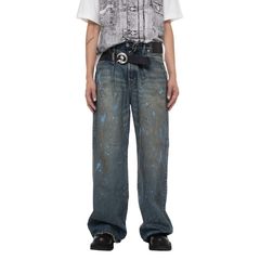 【残り一点】"Paint" Wide Denim Pants