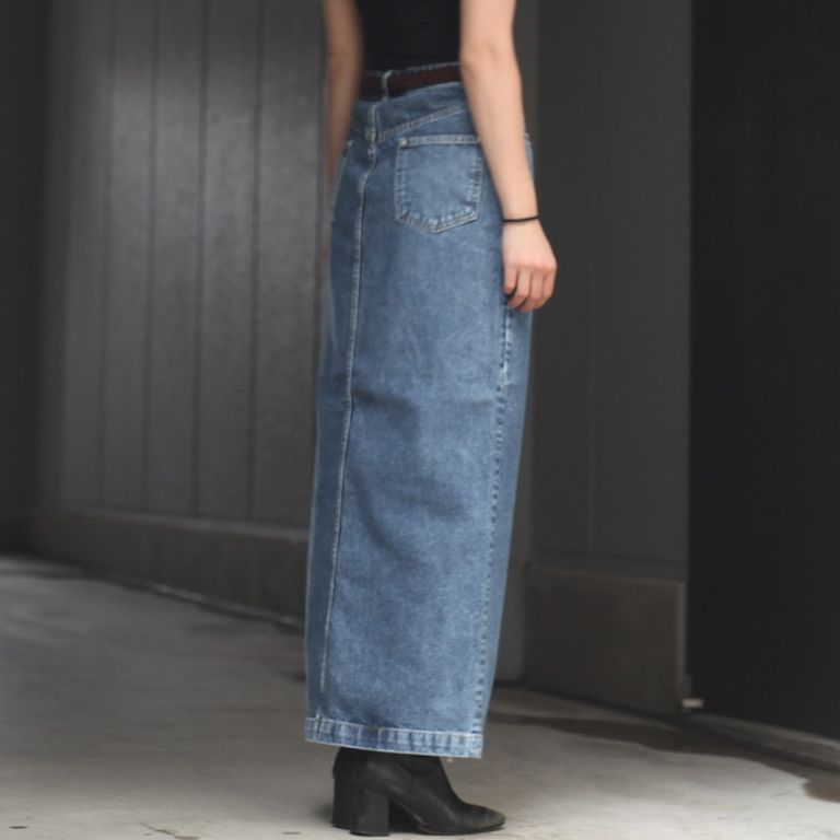 JOHNLAWRENCESULLIVAN - 【残り一点】Washed Denim Zipped Long Skirt  