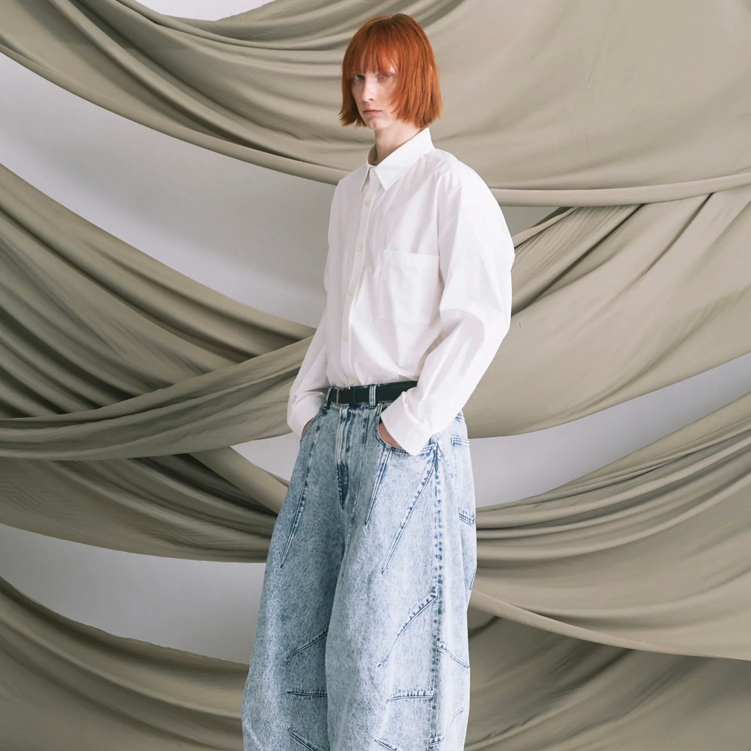 【残り一点】120 / 2 Suvin Cotton Typewriter Prime-Over Shirt Coat