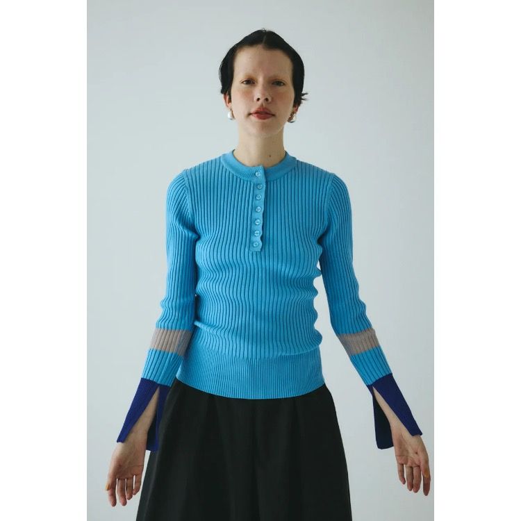 【残り一点】Henley Neck Knit Tops