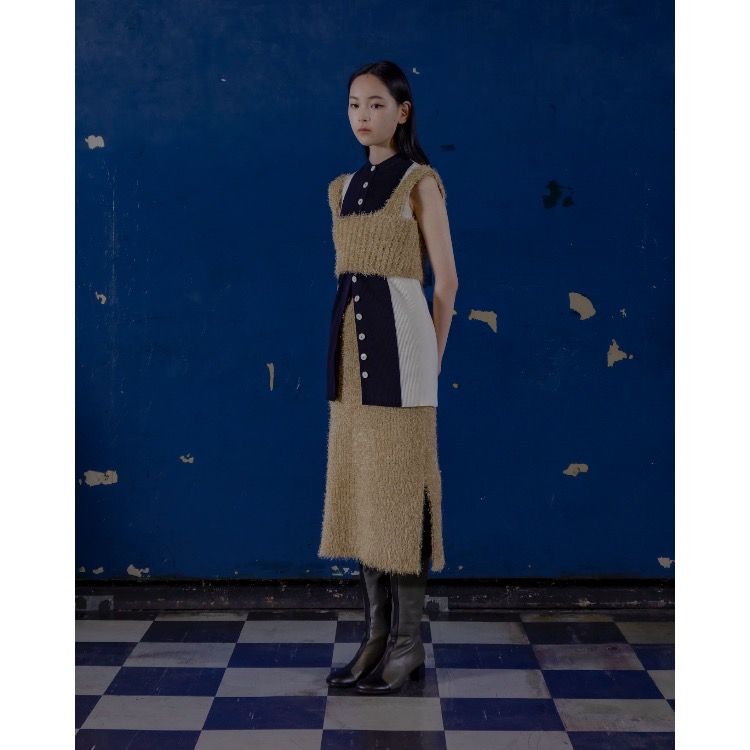 【残り一点】Shimmering Shaggy Knitted Band Tops