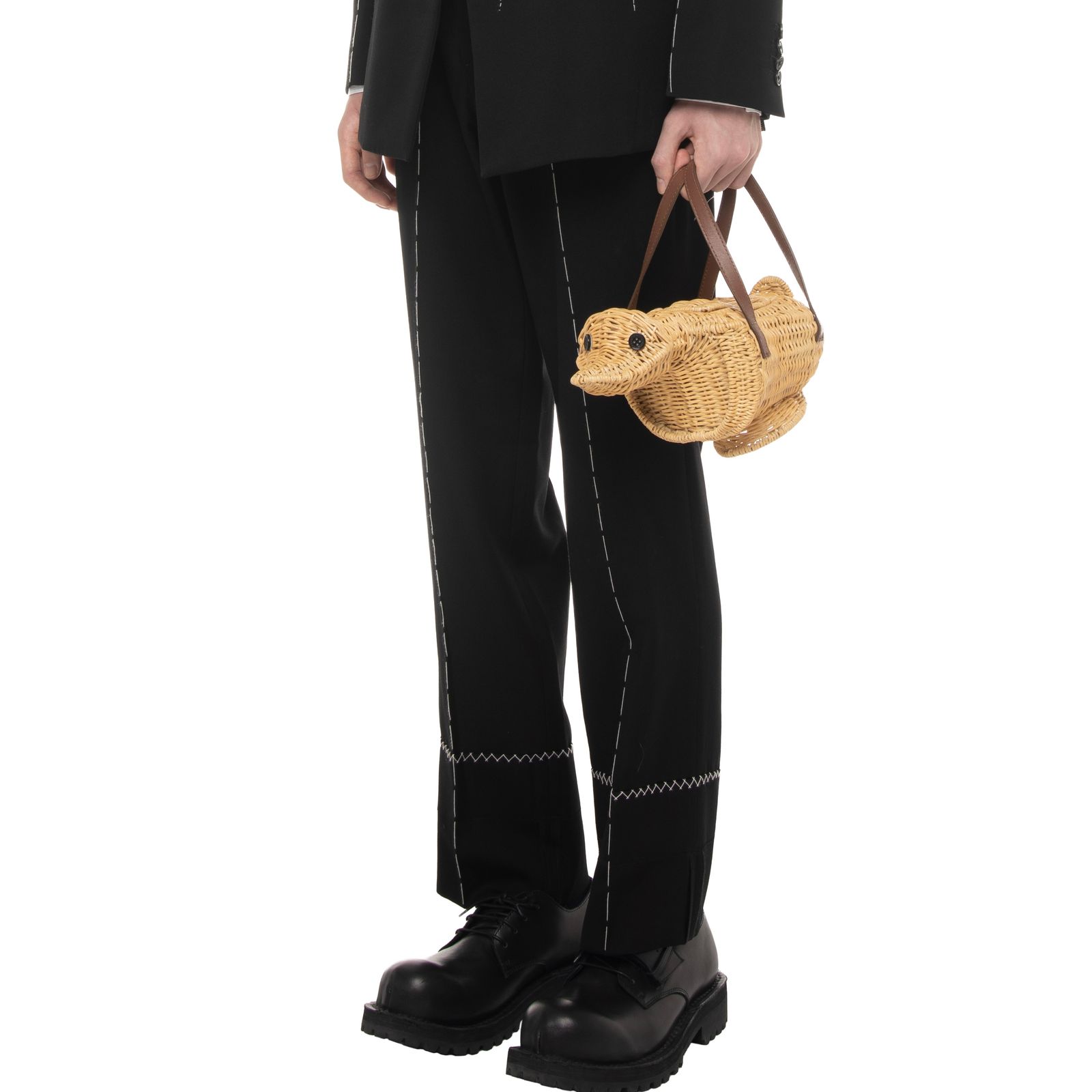 【残り一点】"Hand Stitch" Roll Up Straight Slacks