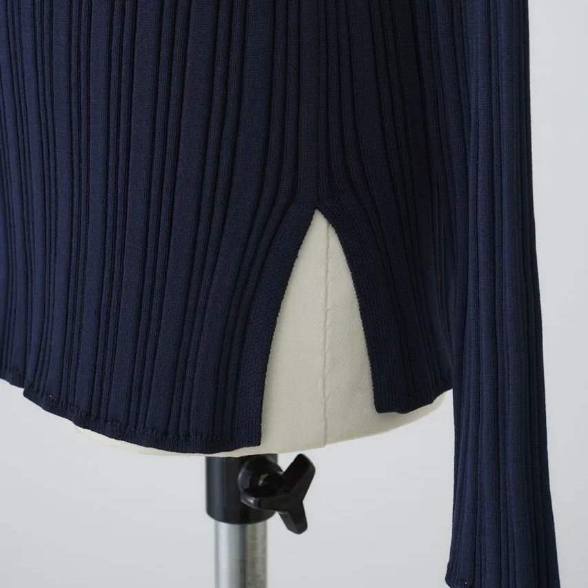 【残り一点】Open Collar Rib Knit Tops