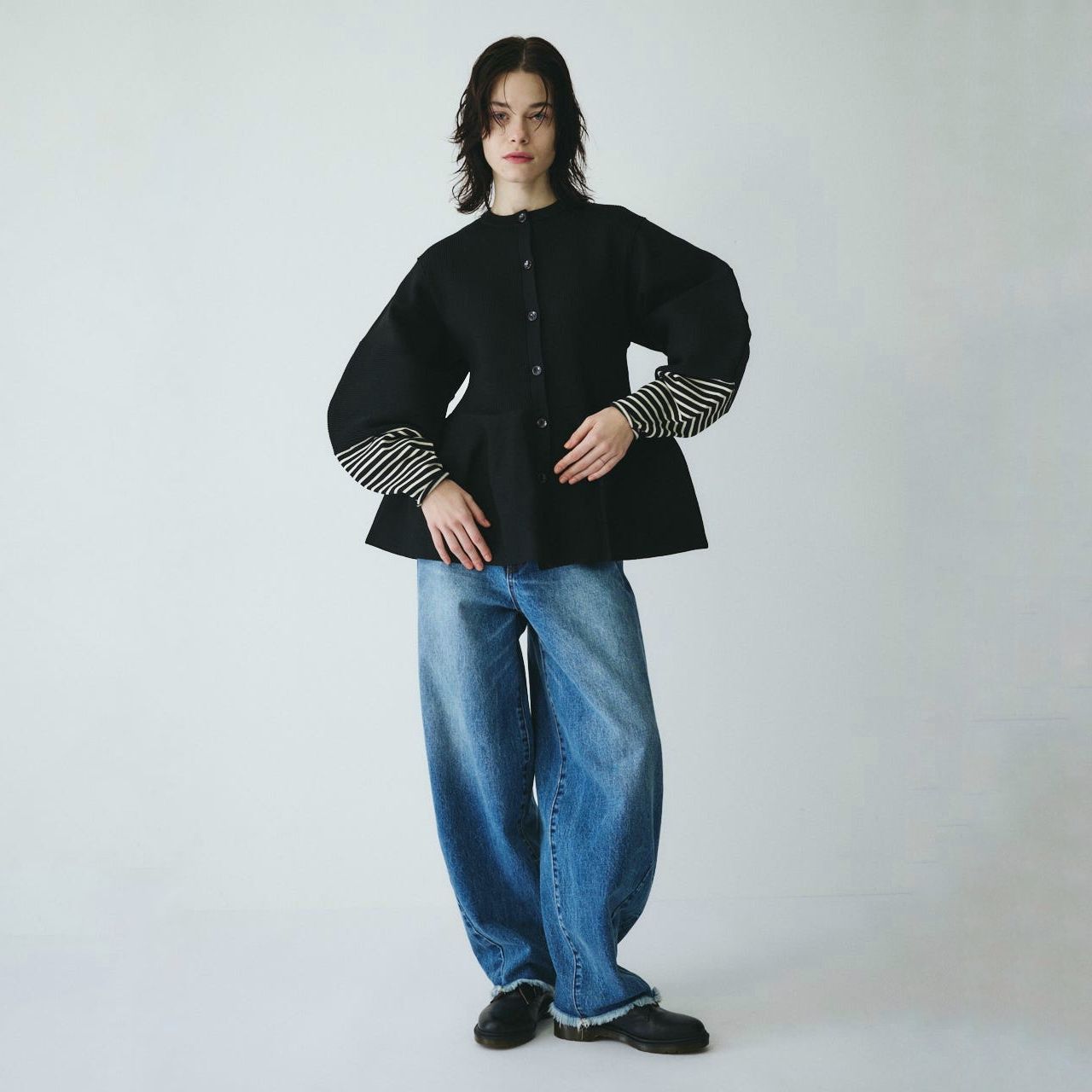 【残り一点】Border Sleeve Knit Tops