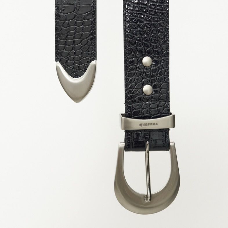 【残り一点】Crocodile Embossed Leather Belt
