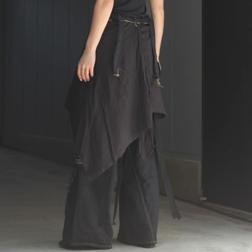 【残り一点】Slash Seam Twist Cargo Jeans with Wrapped(COALMINE RIGID)