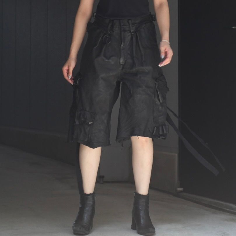 【残り一点】Rustic Edged HBT Short(VEGETABLE TANNING PIG LEATHER)