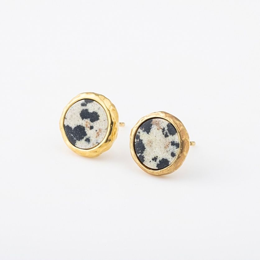 【お取り寄せ注文可能】Dalmatian Stone Circle Earrings(両耳用）