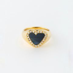 【お取り寄せ注文可能】Diamond Heart Stone Ring(BLACK×GOLD)