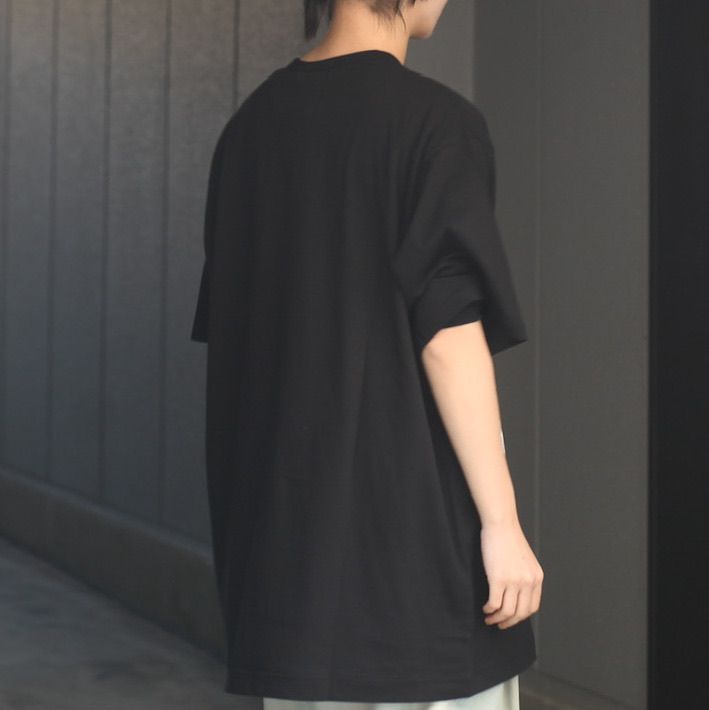 肩幅49cmヨウジヤマモトプールオム 数字ロゴプリント 半袖Tシャツ ブラック