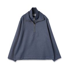 【残り一点】Faux Denim Layered Stand Collar Pullover
