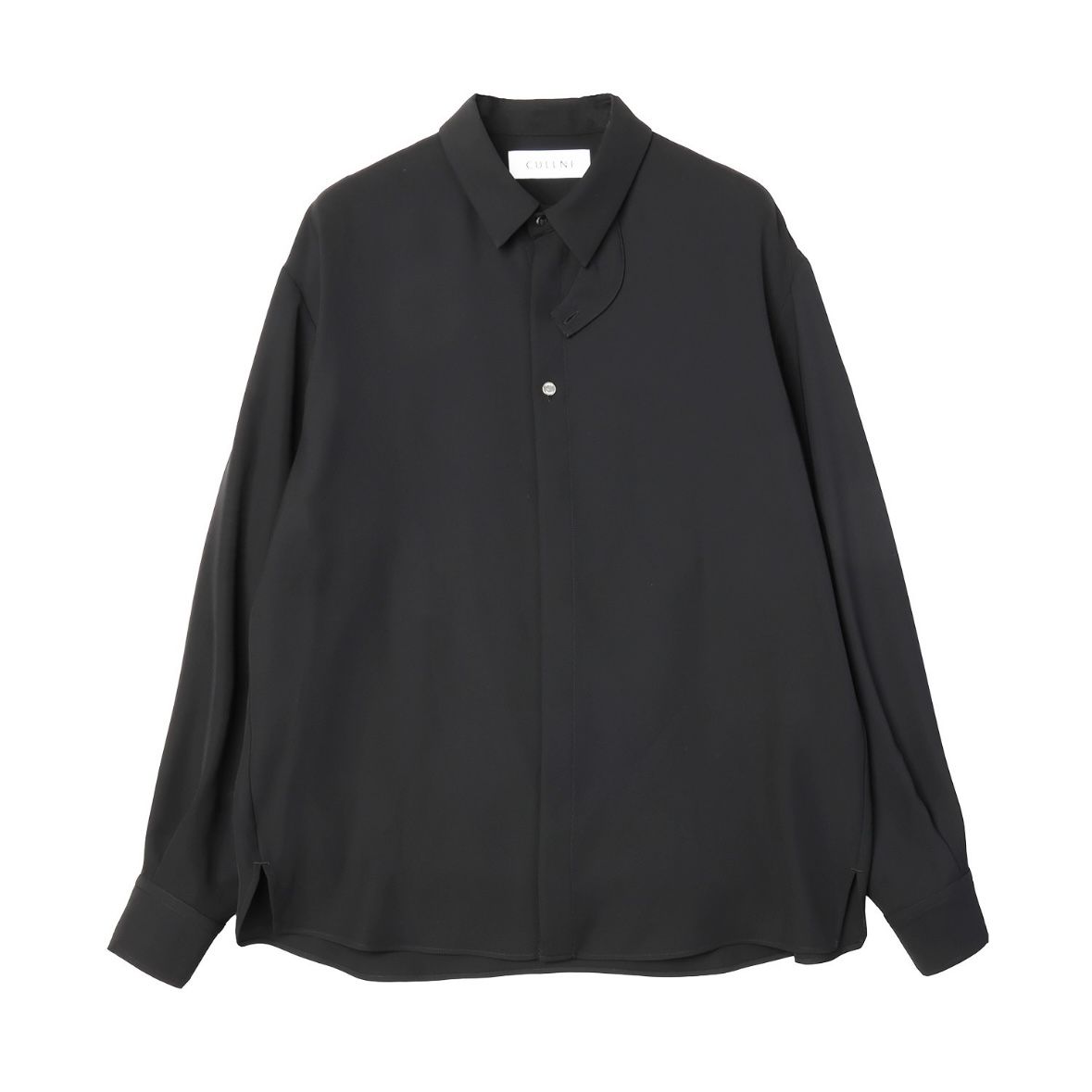 【残り一点】Double Satin Minimal Chin Tab Long Sleeve Shirt