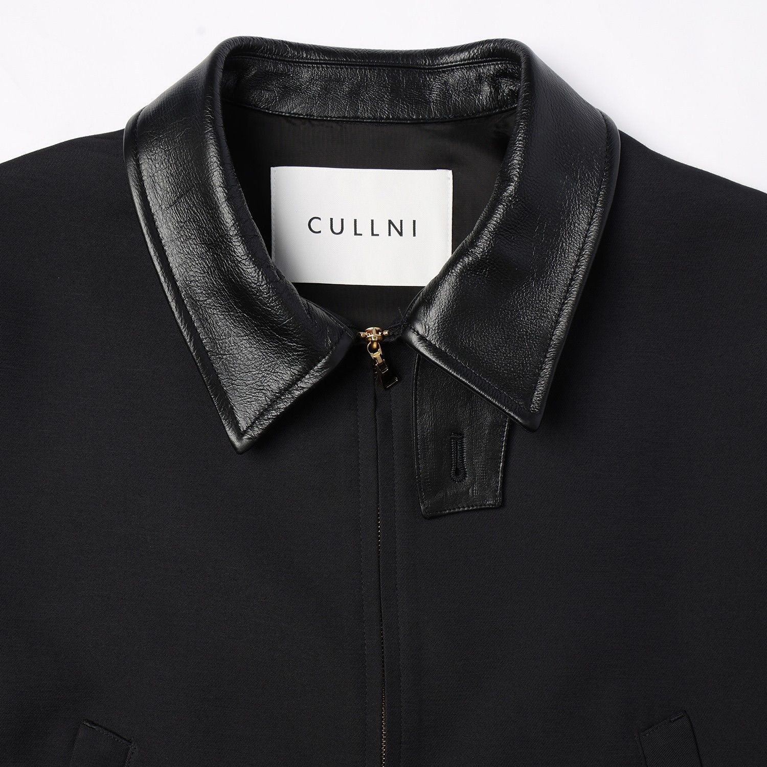 【残り一点】Structuerd Twill Double Cloth Leather Collar Blouson