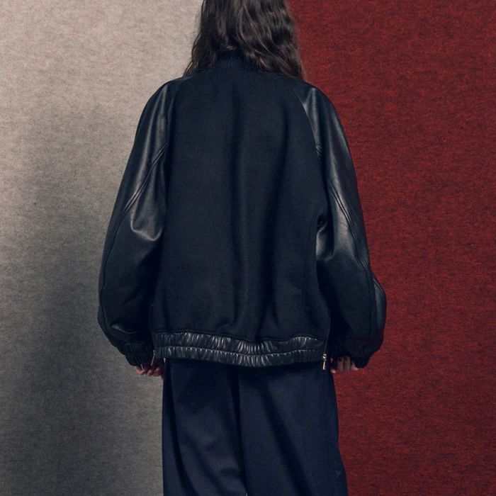 【残り一点】Sheep Leather Melton Combination Stadium Jacket