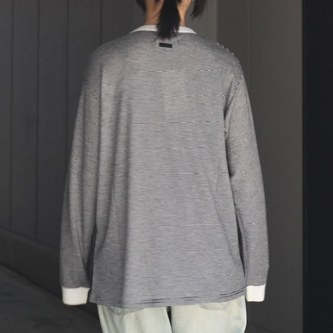 【残りわずか】Striped Wool Oversized Long Sleeve Tee