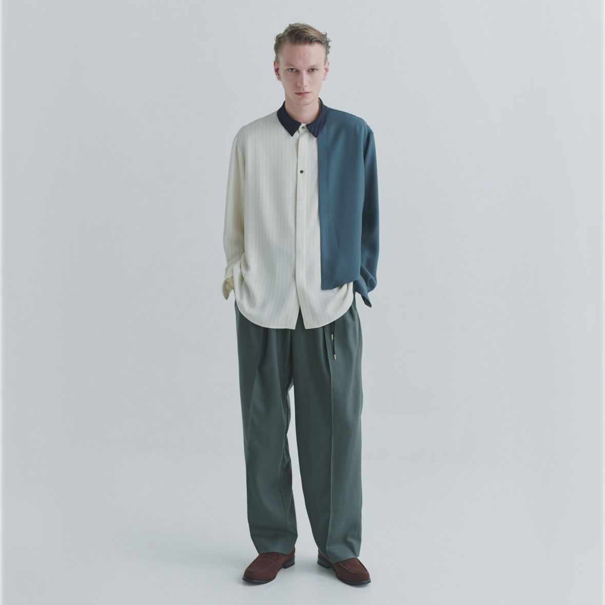 【残り一点】Double Satin Asymmetrical Layered Shirt