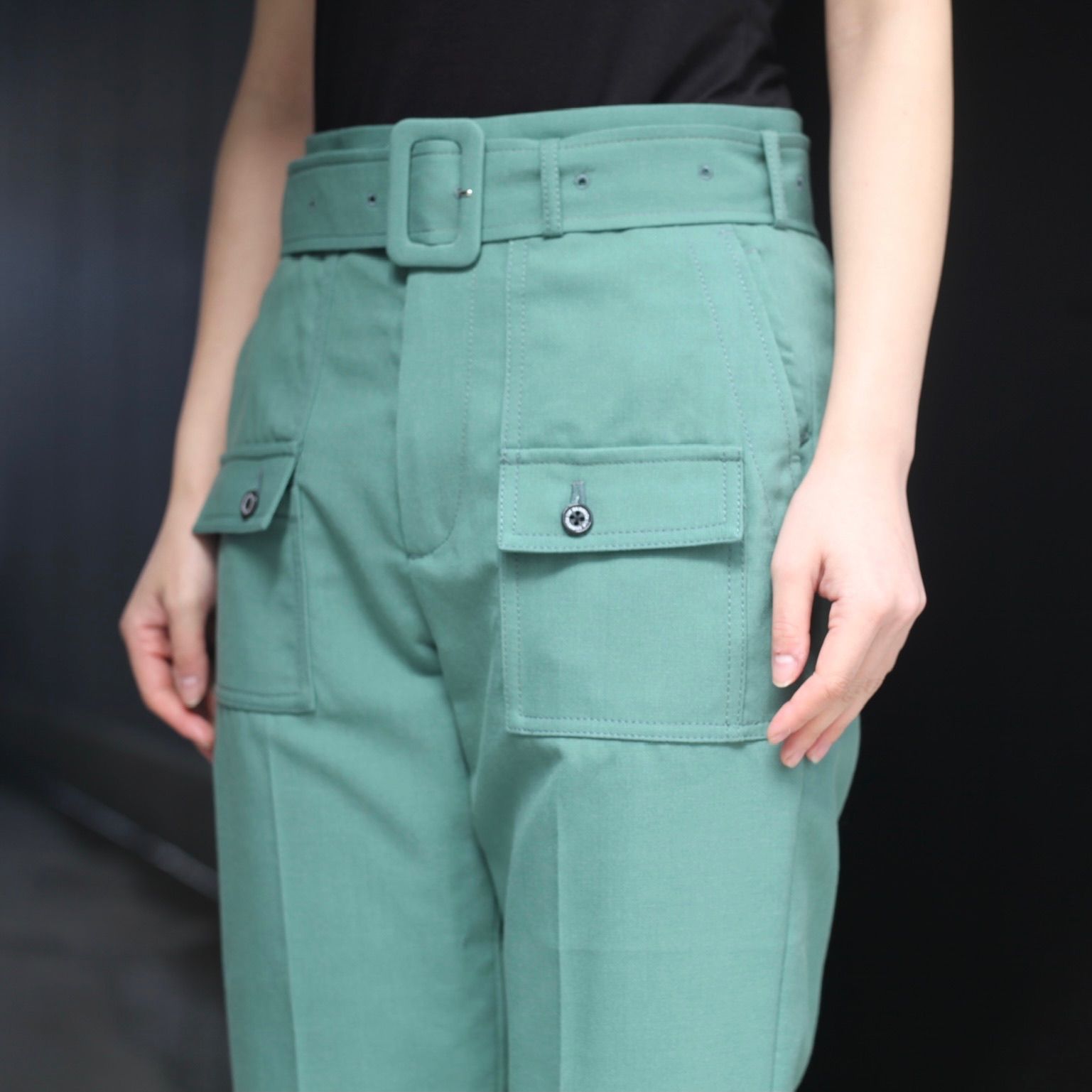 DAIRIKU Bush Detail Wool Flare Slacks-